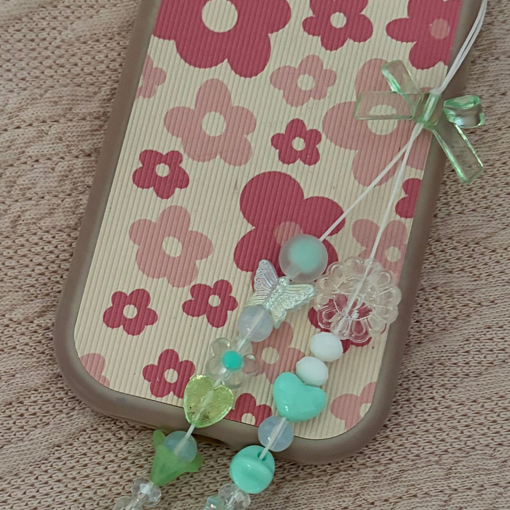 Clear Mint Bow Phone Charm