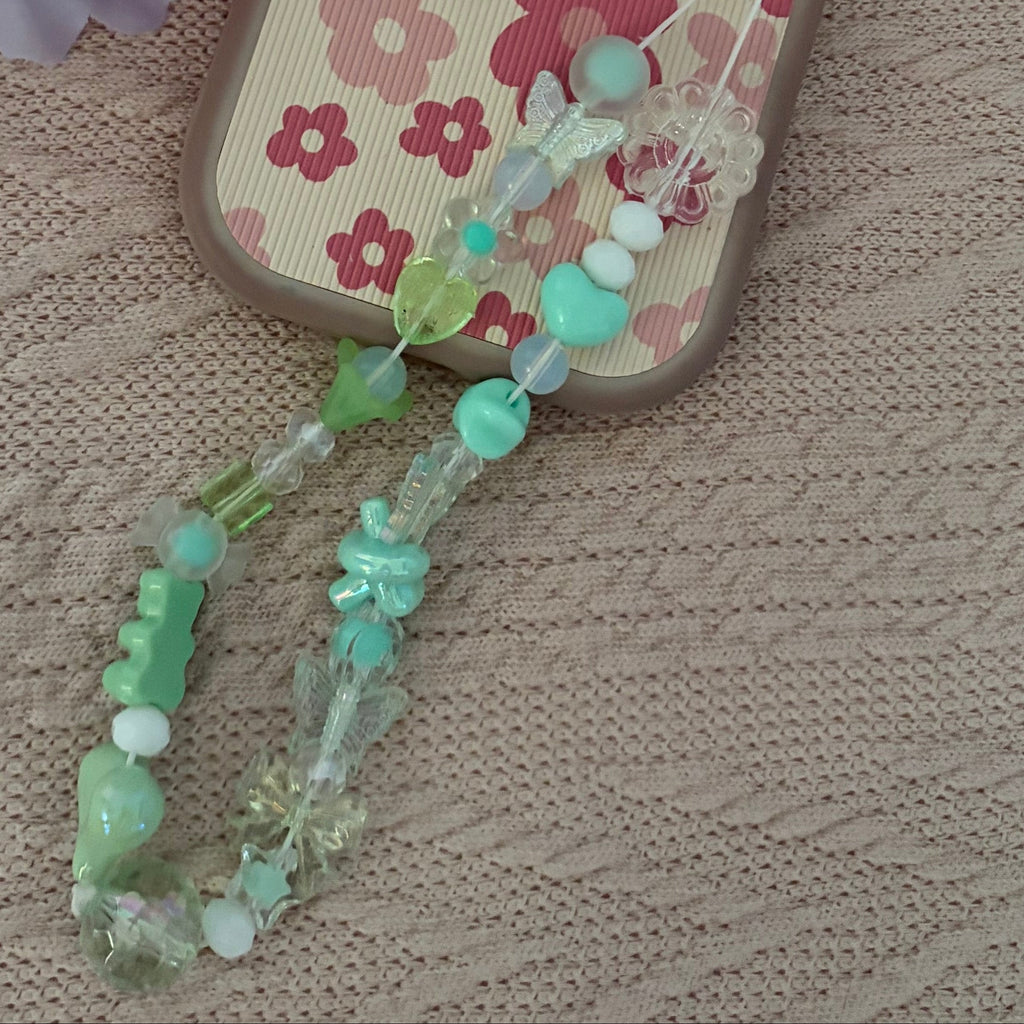 Clear Mint Bow Phone Charm