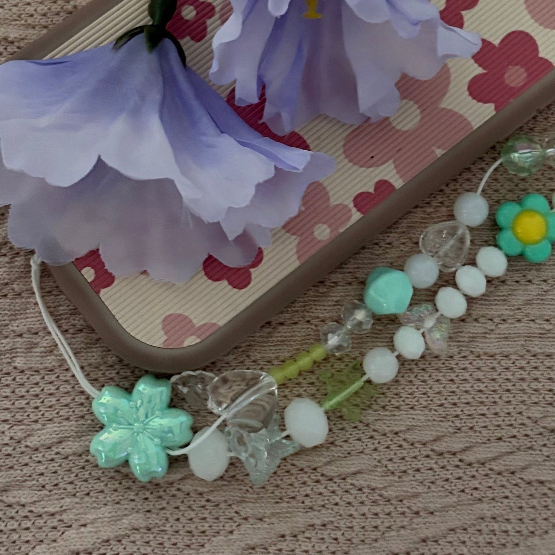Mint Flower Phone Charm