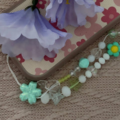 Mint Flower Phone Charm