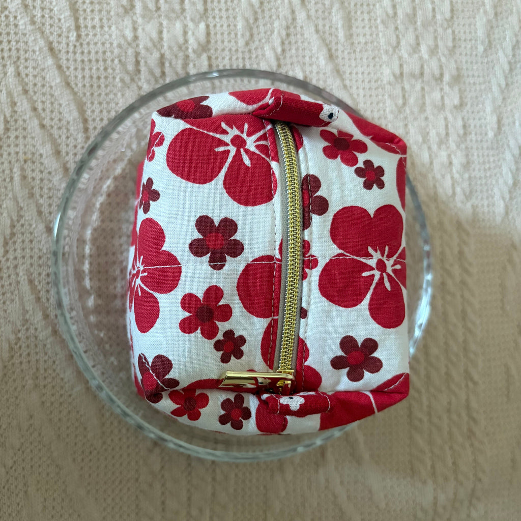 Scarlet Wildflower Boxy Coin Pouch