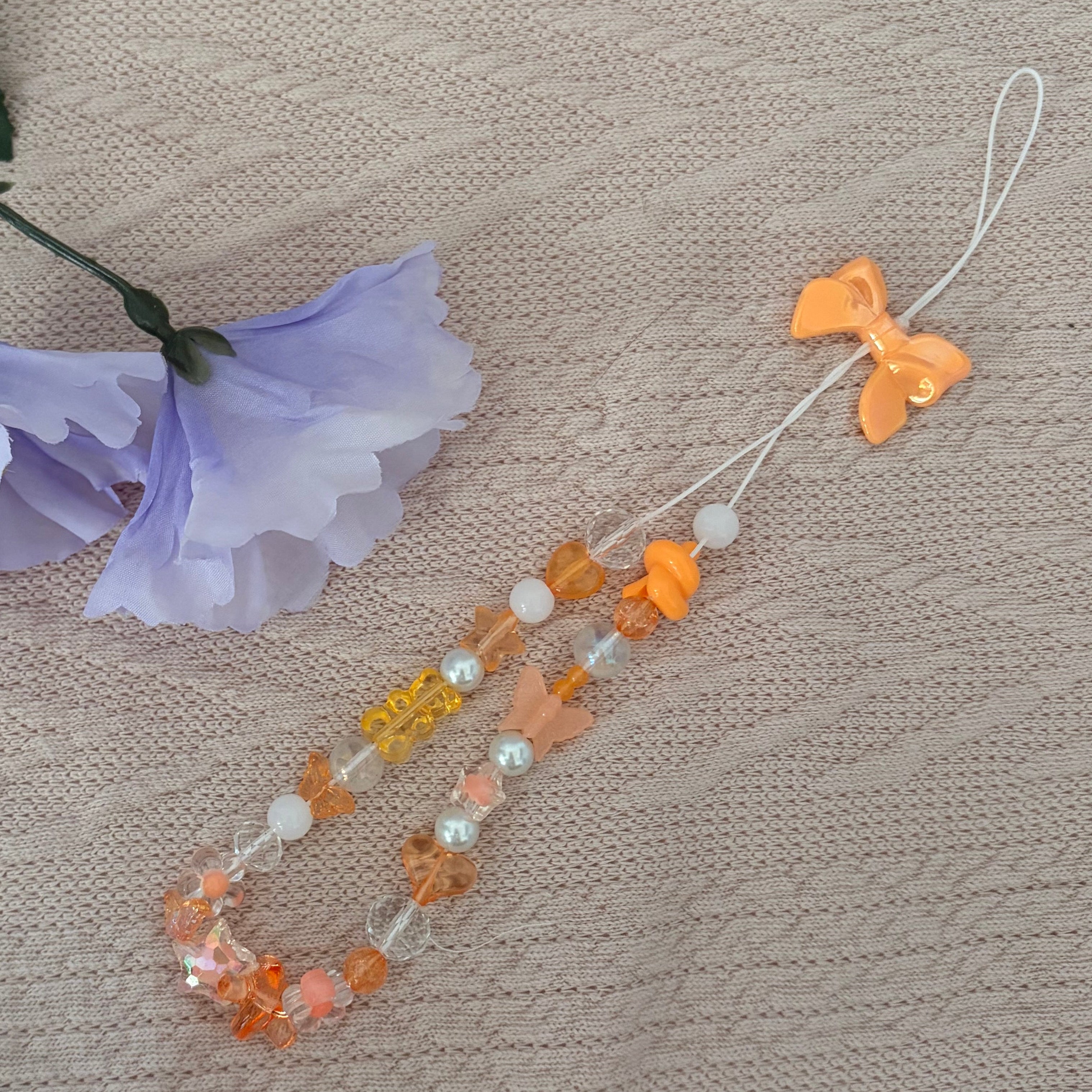 Tangerine Bow Phone Charm