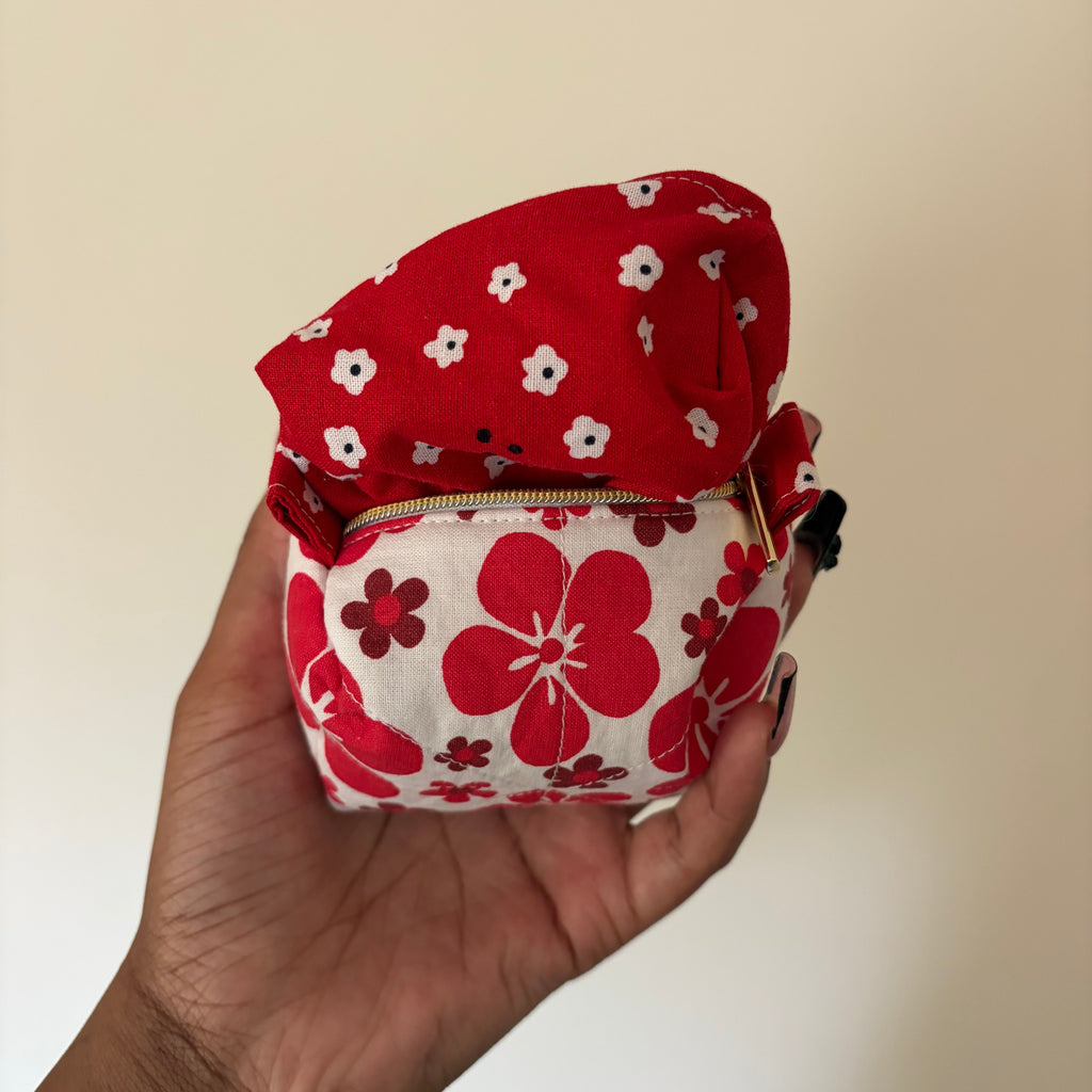 Scarlet Wildflower Boxy Coin Pouch