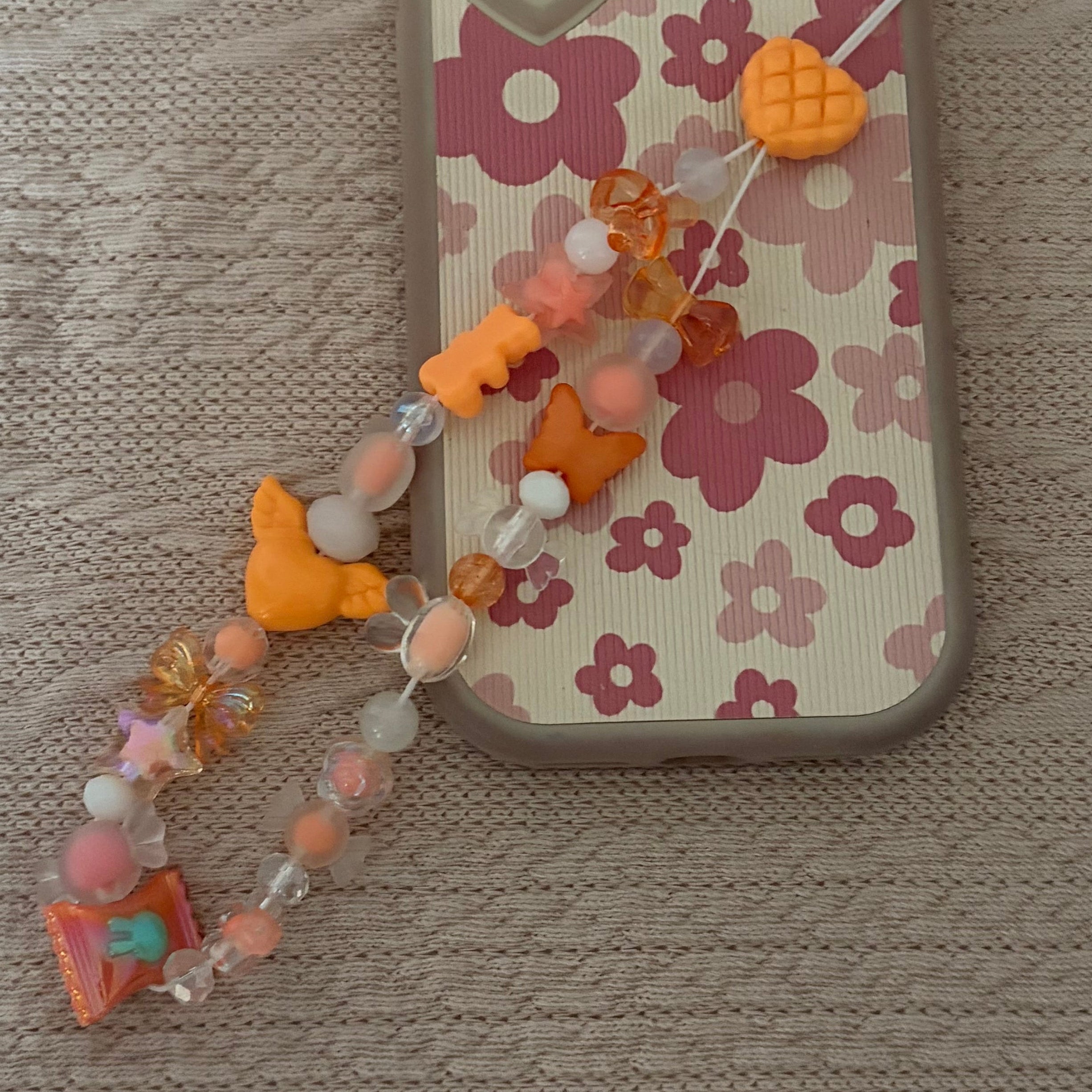 Tangerine Heart Phone Charm