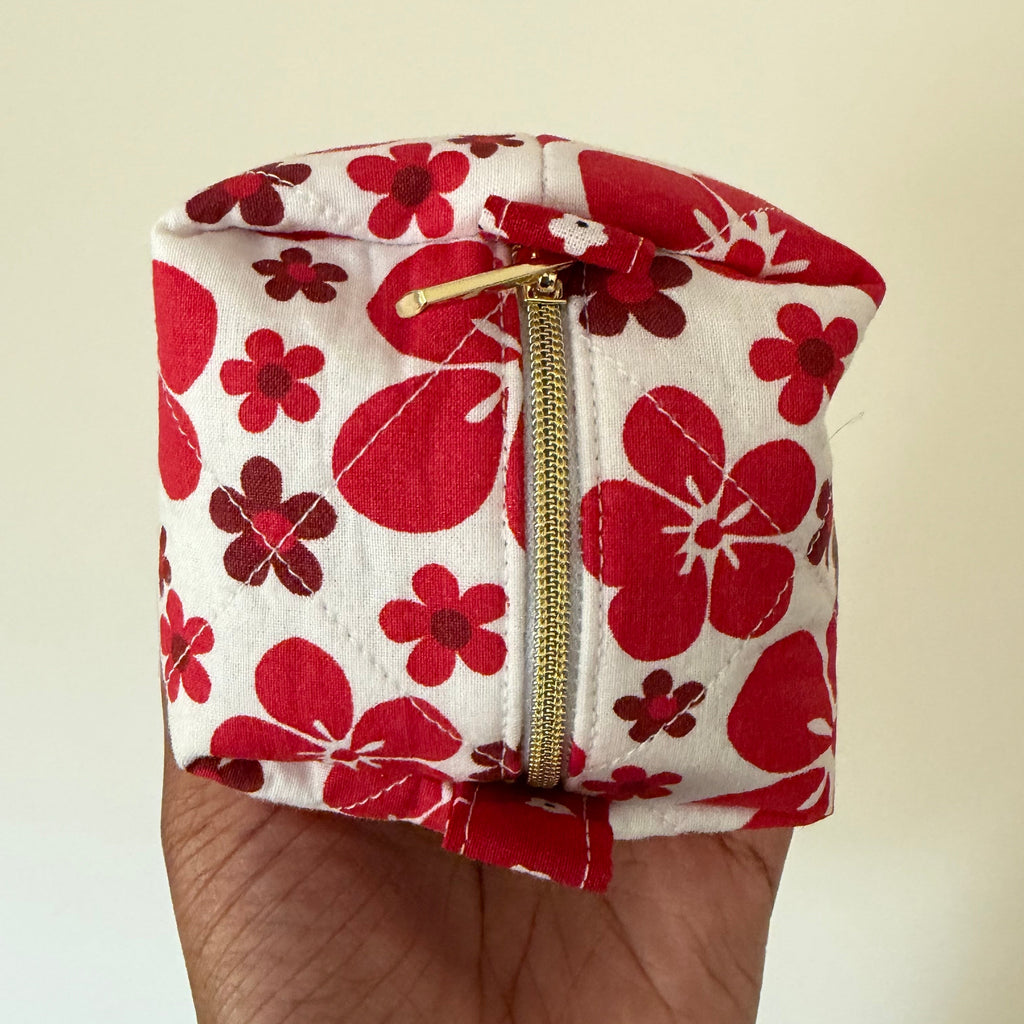 Scarlet Wildflower Boxy Coin Pouch