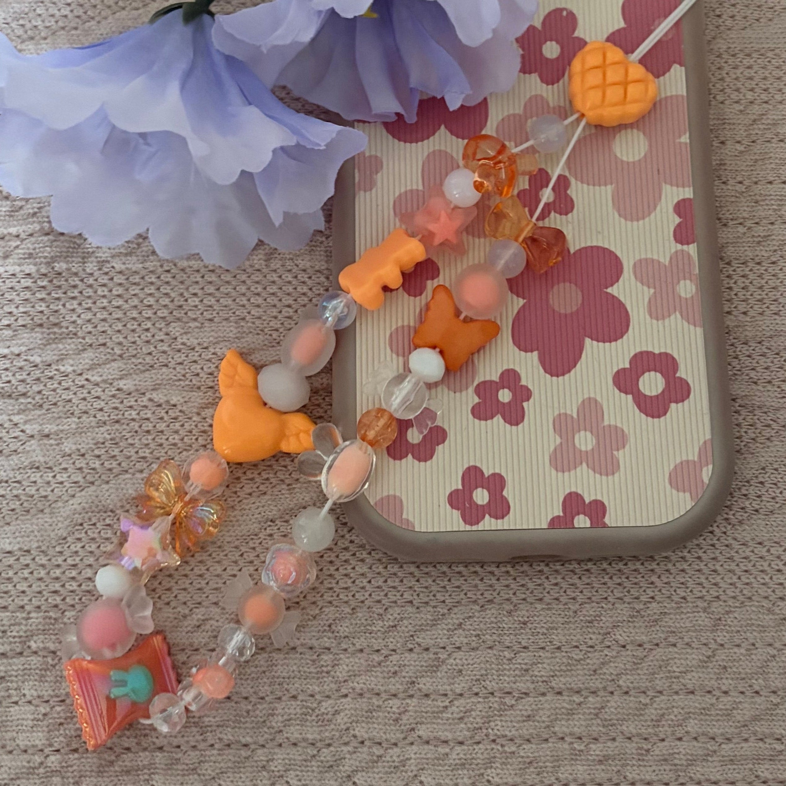 Tangerine Heart Phone Charm