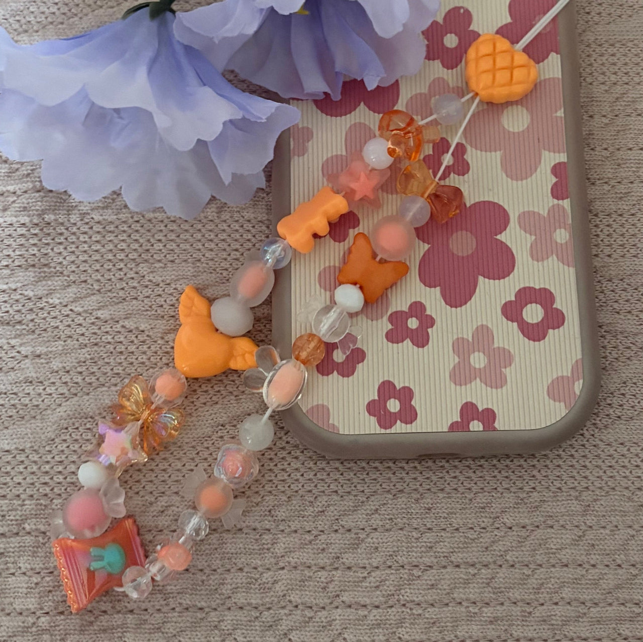 Tangerine Heart Phone Charm