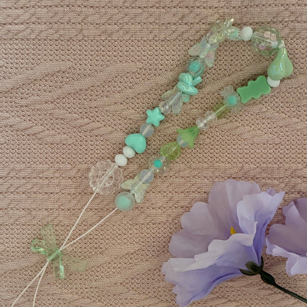 Clear Mint Bow Phone Charm