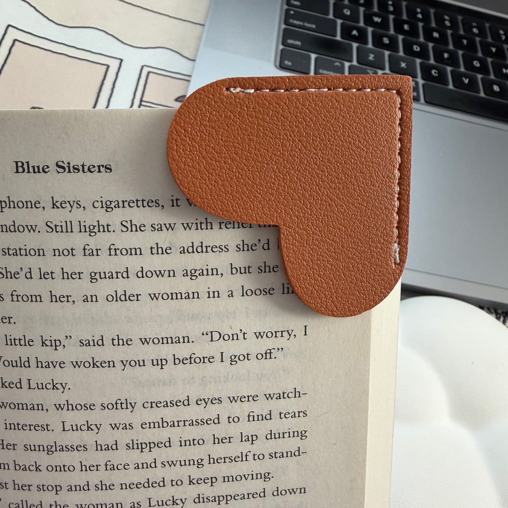 Faux Leather Heart Corner Bookmarks
