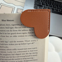 Faux Leather Heart Corner Bookmarks