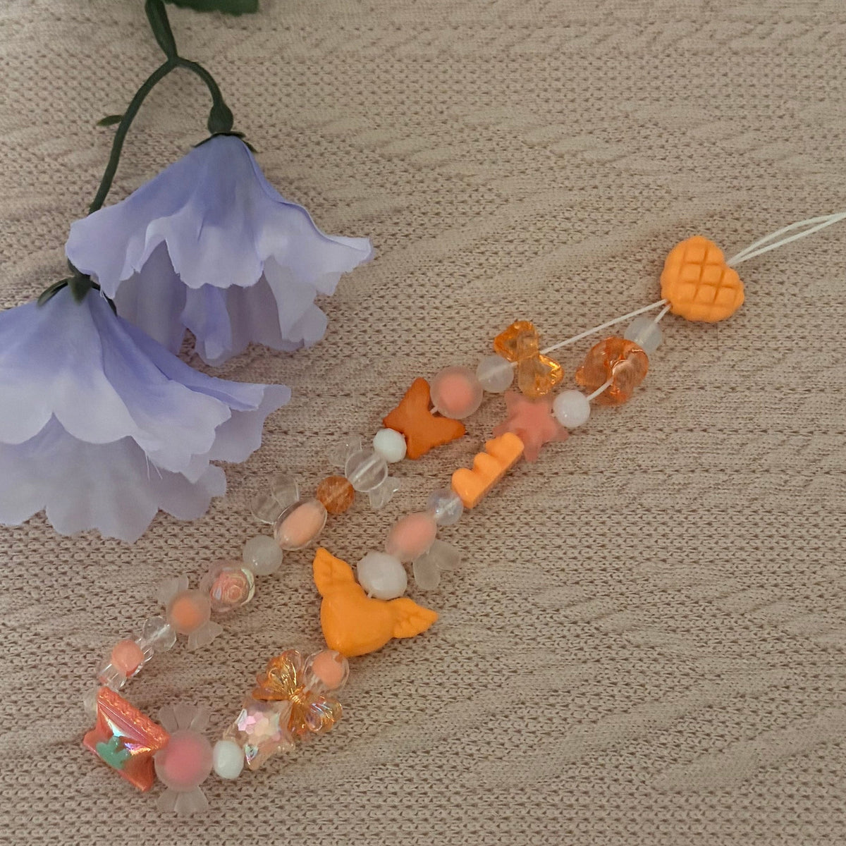 Tangerine Heart Phone Charm