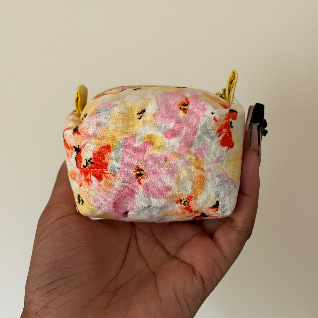Blush Petals Boxy Coin Pouch