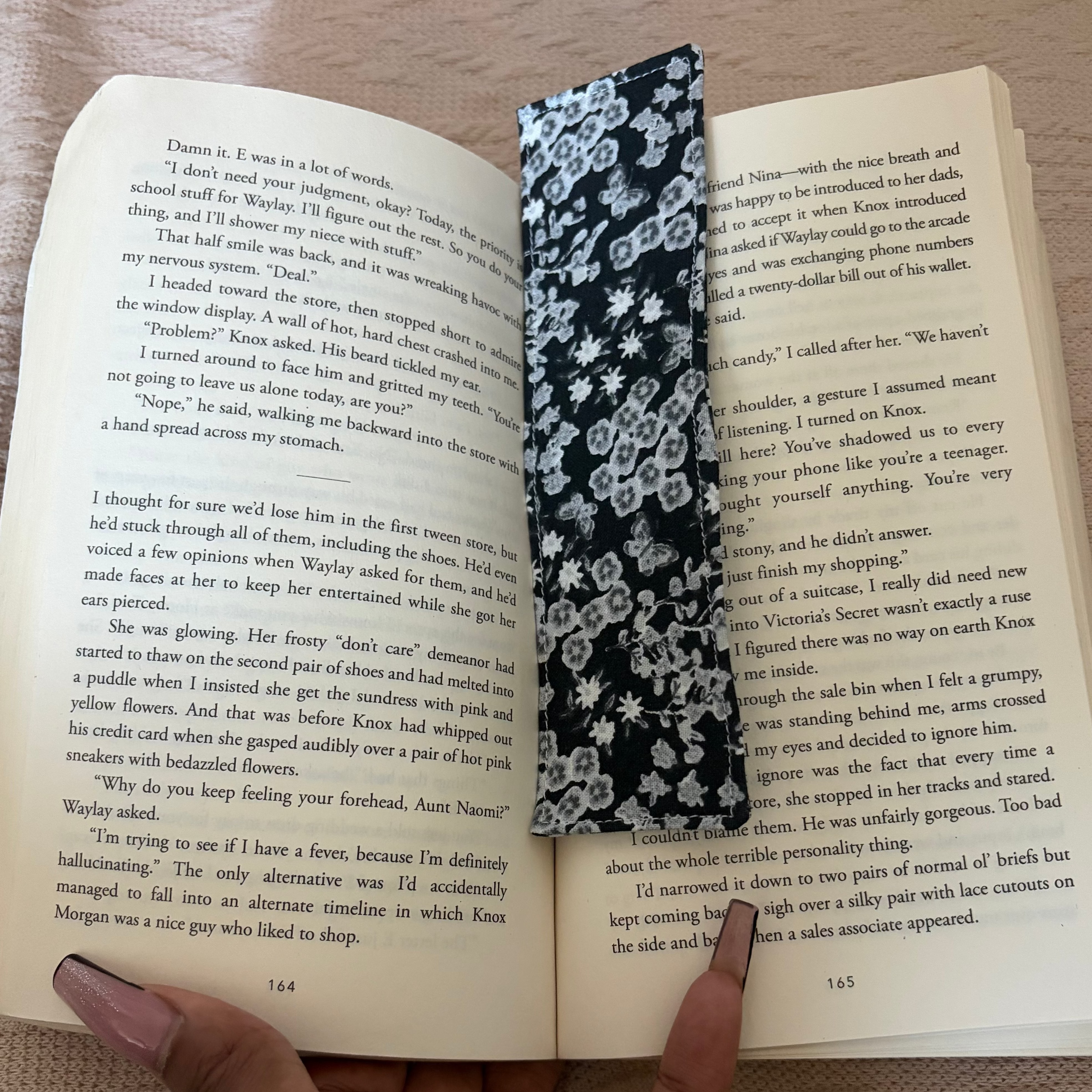 Midnight Bloom Handmade Fabric Bookmark