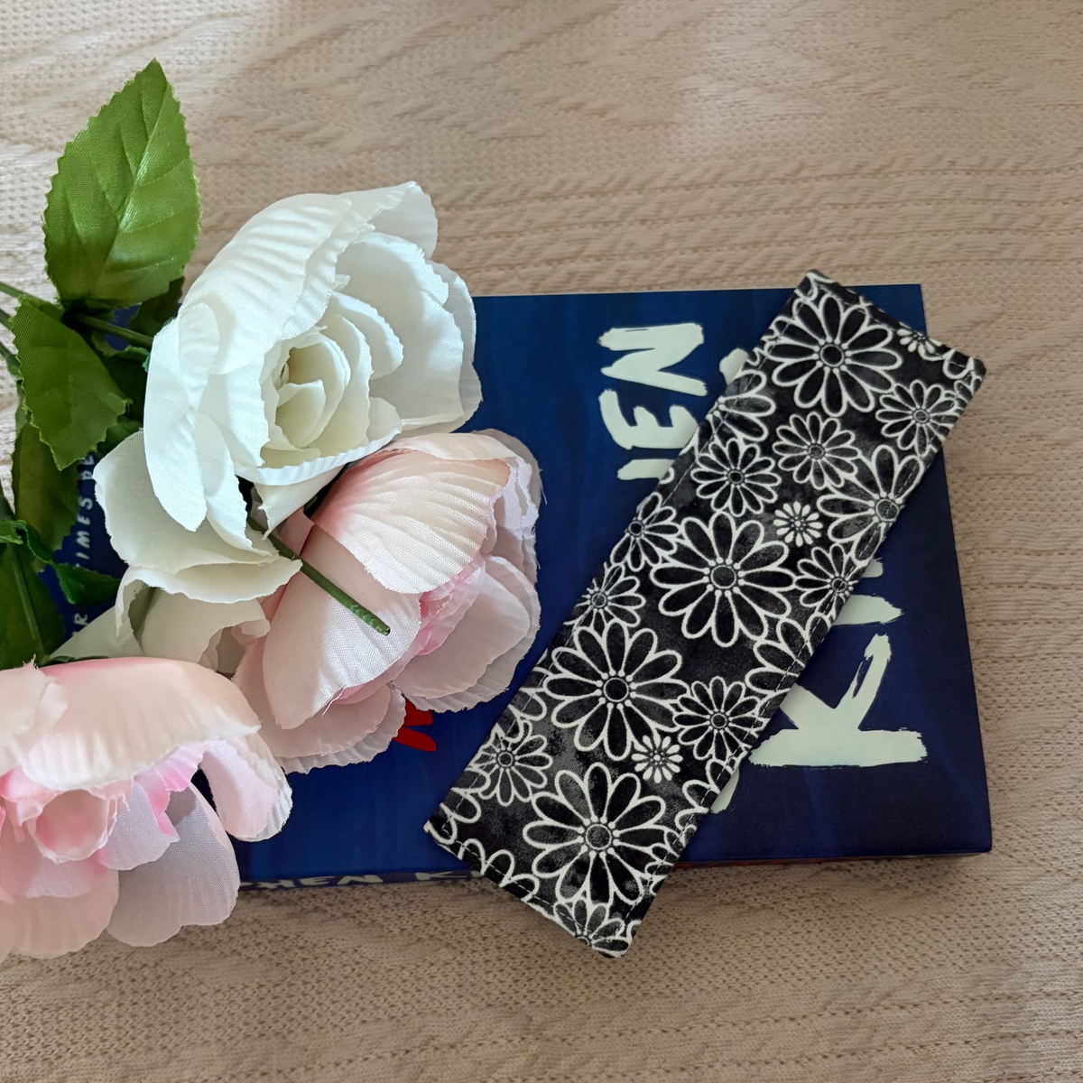 Noir Daisy Handmade Fabric Bookmark