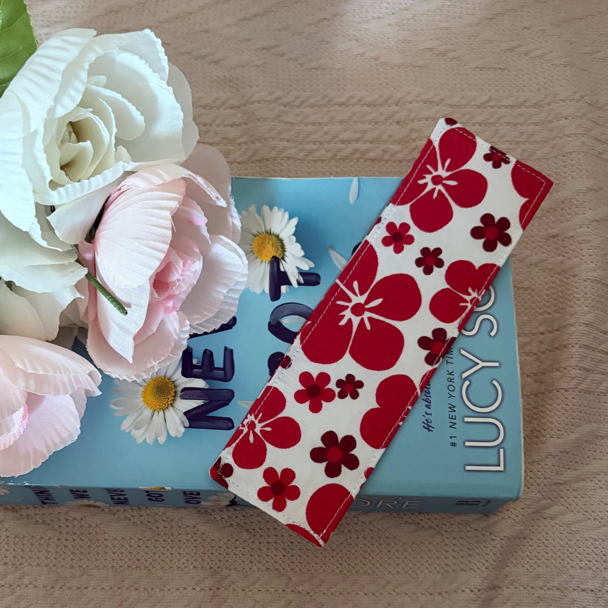 Scarlet Wildflower Handmade Fabric Bookmark