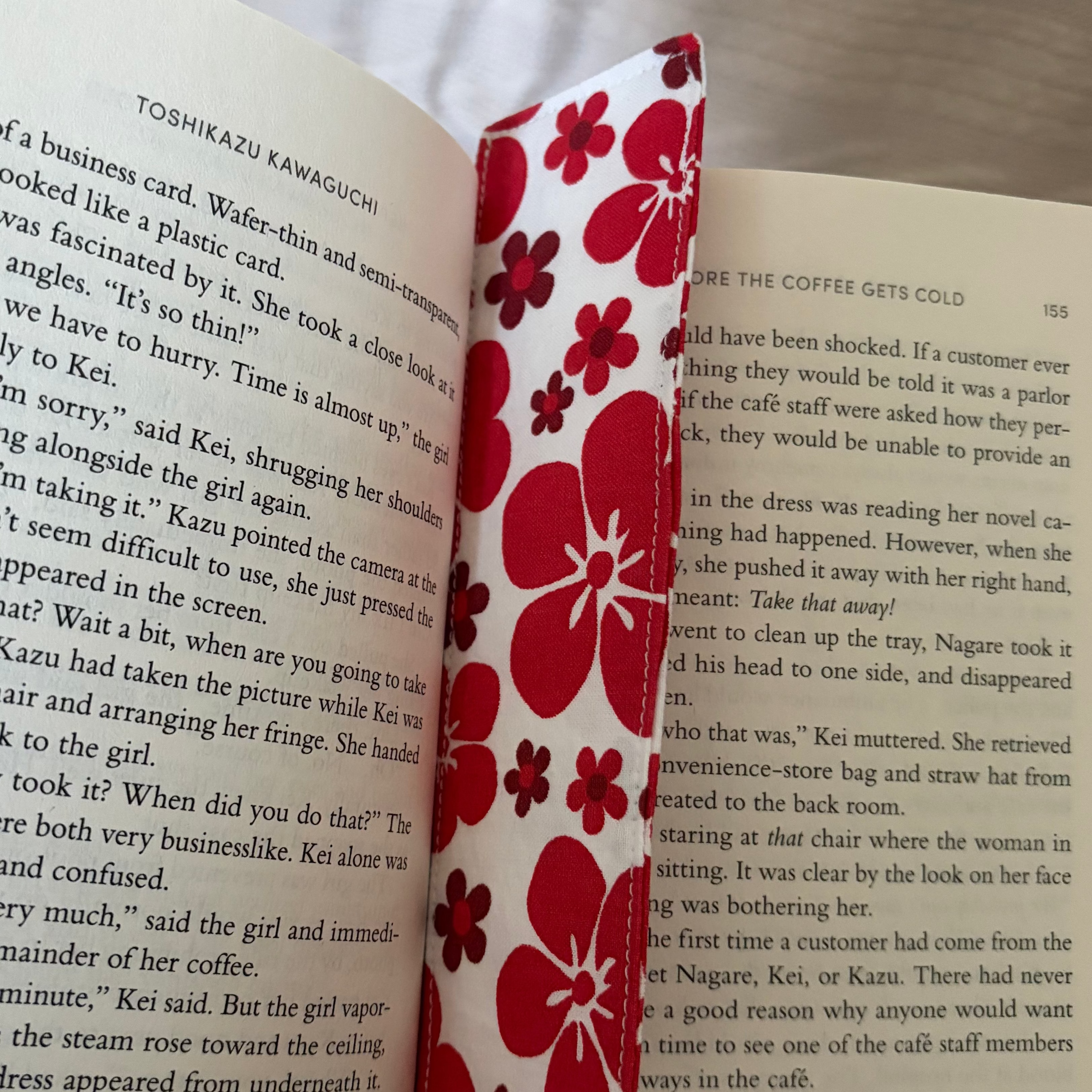 Scarlet Wildflower Handmade Fabric Bookmark