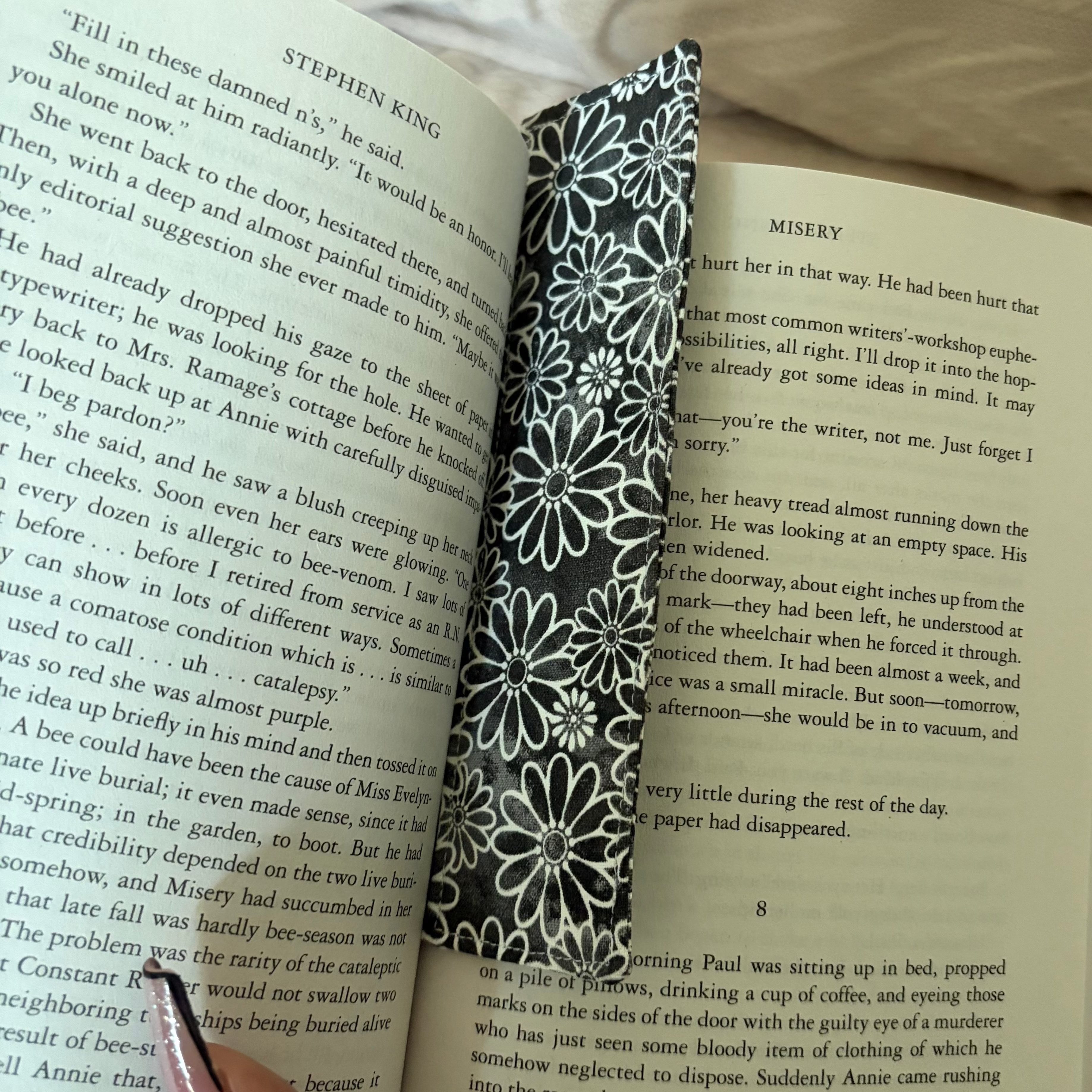 Noir Daisy Handmade Fabric Bookmark